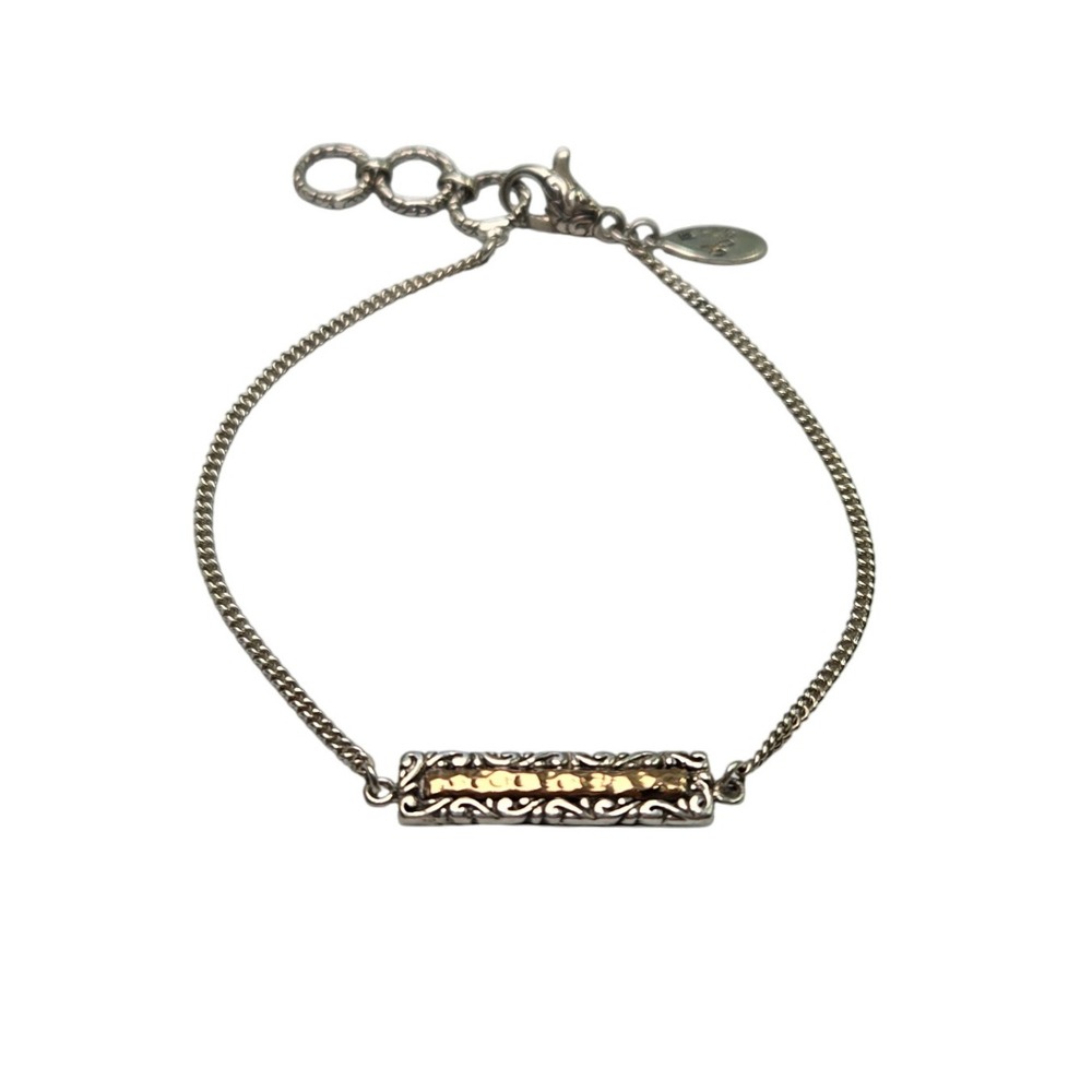 SAMUEL B‎ Sterling Silver 925 Gold Tone Bar Filigree Chain Bracelet